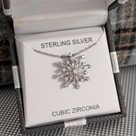Brilliance Fine Jewelry Jewelry - Sterling Silver Snowflake Pendant Necklace